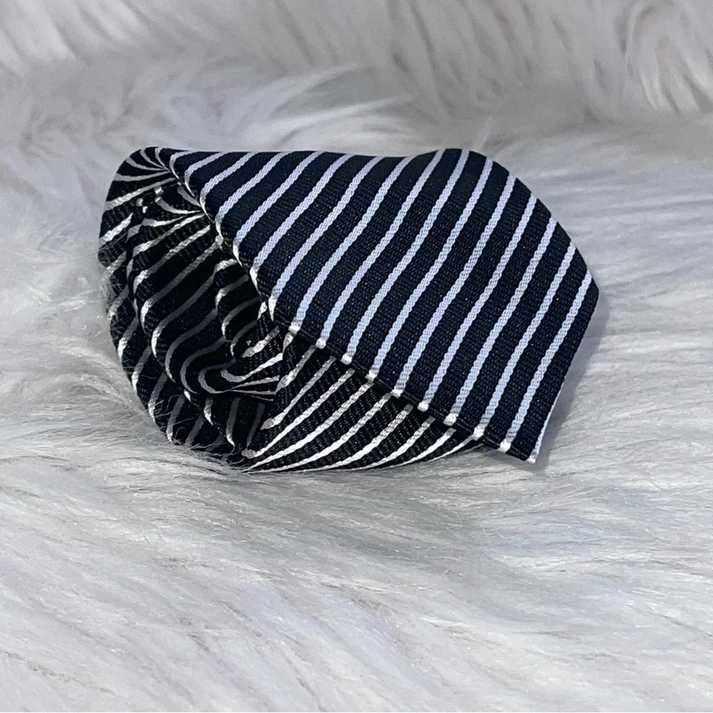 Unbranded Kids Clip On Tie Black & White Striped